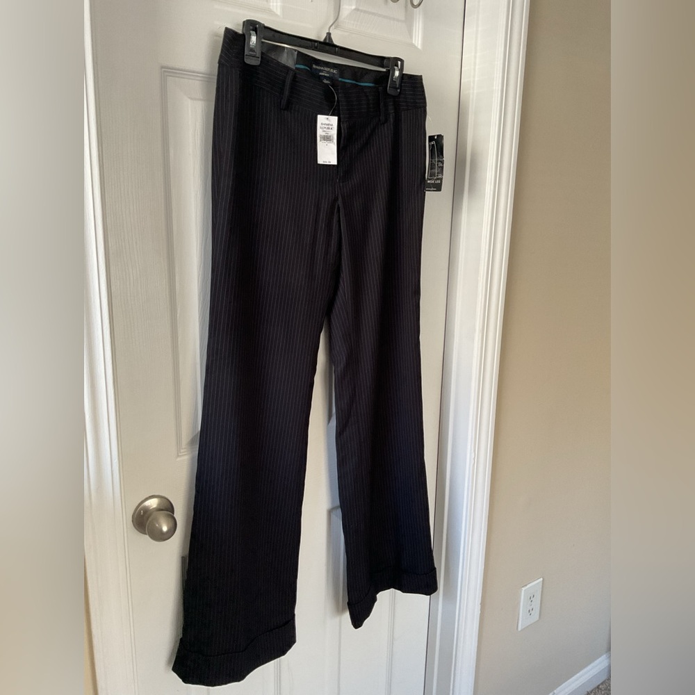 Banana Republic Martin Fit Women’s Size 6 Black Pinstripe Dress Pants NWT - Picture 3 of 9